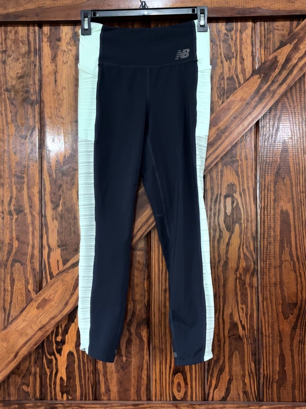 Women’s New Balance Navy Leggings with Mint Side Panels